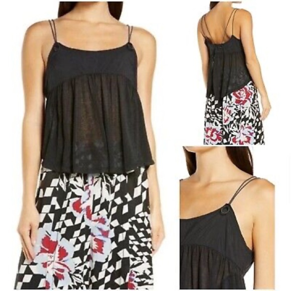 NEW! FP Movement by Free People Black Semi-Sheer Catch me Drift Tank Top